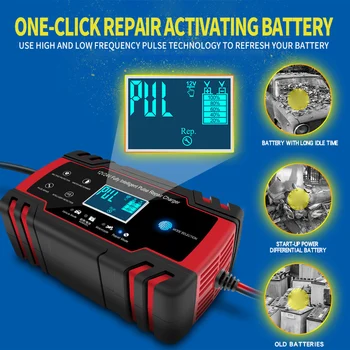 

12/24V 6-150Ah LCD Car ATV Motorcycle Pulse Repair Battery Charger AGM Auto Accessory M8617