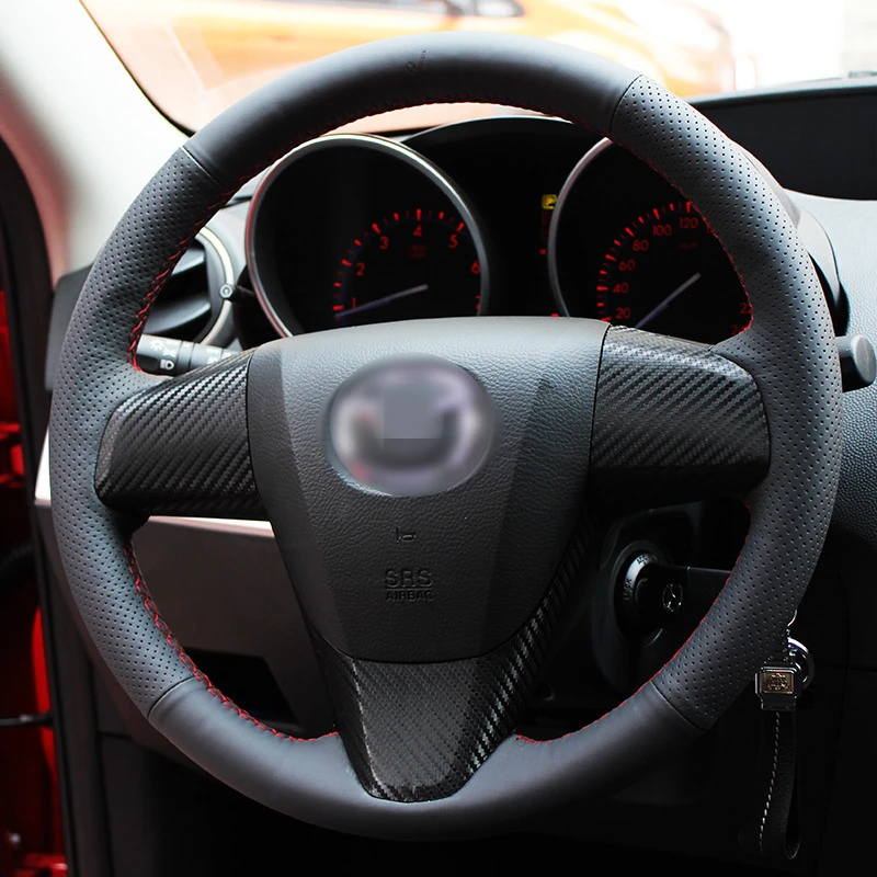 Черный чехол рулевого колеса автомобиля из искусственной кожи для Mazda 3 Axela Mazda 5 Mazda 6 CX-7 CX-9(США) 2010-2013