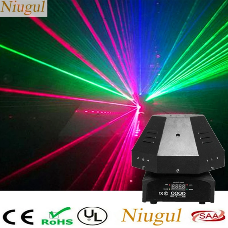 Лазерный светильник с движущейся головкой и 9 линзами RGB DMX512/Auto/Sound Beam эффект