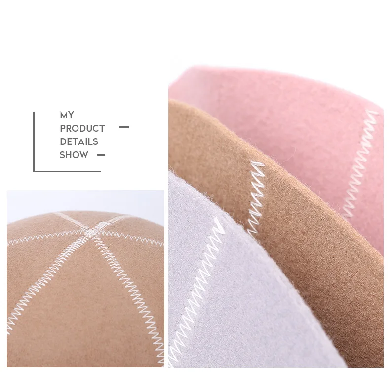 Sedancasesa Wool Felt Fedora Hats for Women Autumn Winter Fashion Style Warm Soft Foldable Striped Ladies Bucket Hats FW292008