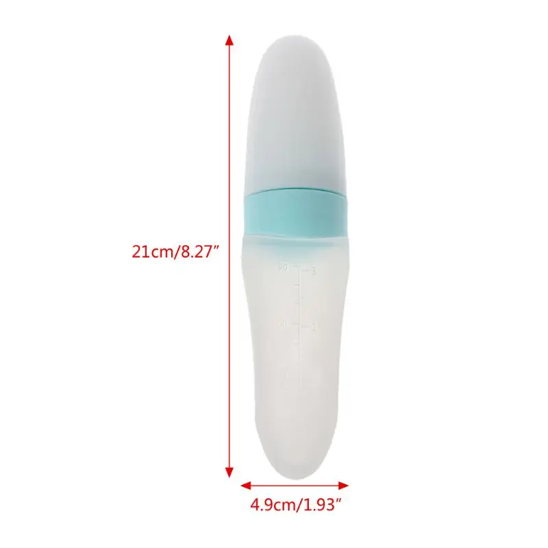 

90ml Newborn Safe Silicone Extrusion Type Baby Infant Feeding Rice Paste Feeding Spoon Plus Dropper Type Baby Feeding Utensils
