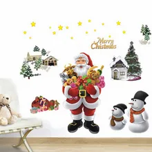 Рождественская елка, наклейка на стену с Санта Клаусом, подарок, сделай сам, оконная стеклянная наклейка, съемная Наклейка на стену с Санта Клаусом, художественные настенные наклейки