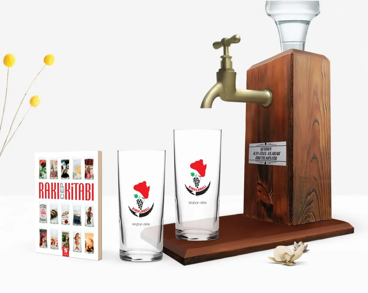 Personalized Colorful Printed Bsnl Design Tourist Dual Arrack Cup Wood Rack Stand And Mobile