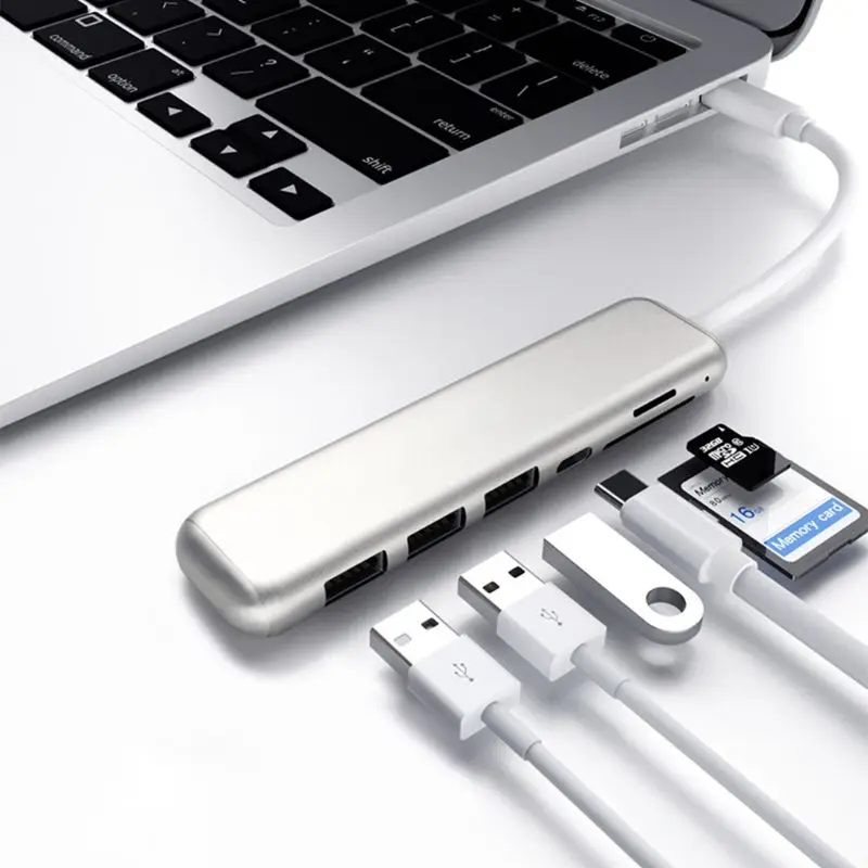 USB C концентратор тип C к USB3.0 сплиттер с TF SD ридер слот для MacBook/MacBook Pro/samsung/huawei