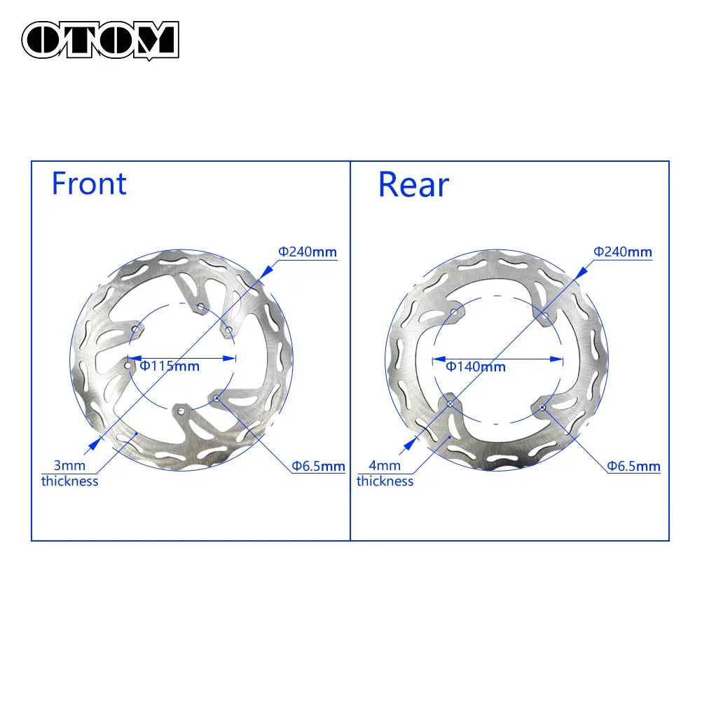OTOM 240mm 스테인레스 스틸 로터 디스크 브레이크 오토바이 프론트 리어 플로팅 브레이크 디스크, 혼다 CR125R CR250R CRF250R CRF450X