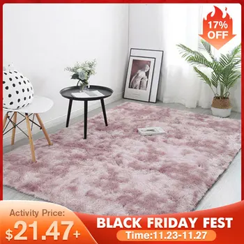 

Pink Thick Plush Carpet for Living Room Fluffy Rug Bed Room Carpets Anti-slip Floor Soft Rugs Tie Dyeing Carpets Kids Room Mat