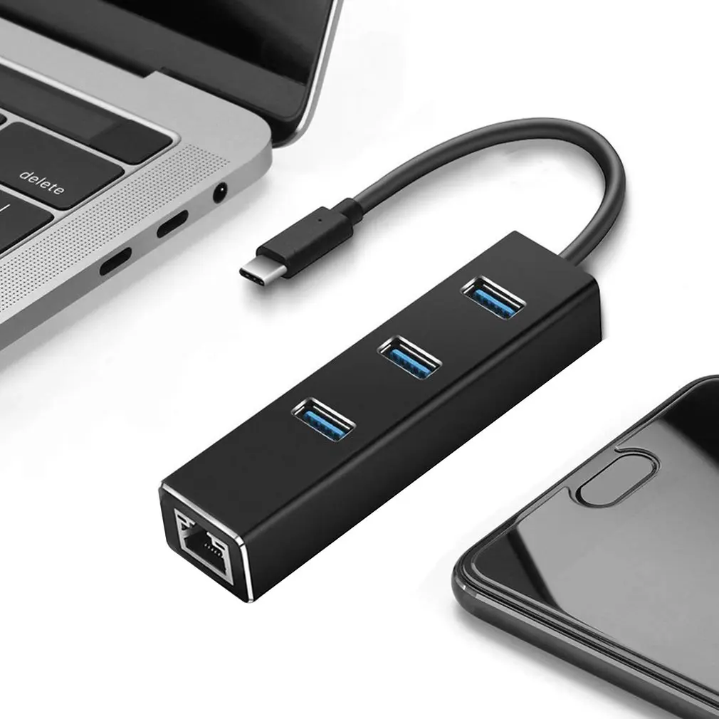 Алюминиевый 1000 Мбит/с Тип c USB концентратор 3,0 с гигабитным Ethernet RJ45 порт сетевой адаптер портативный концентратор данных для MacBook