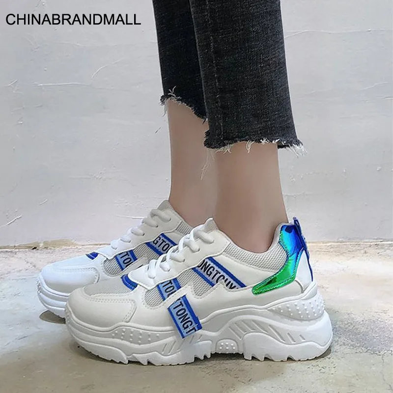 

New White Sneakers Women Shoes Ulzzang Chunky Sneakers Platform Vulcanize Shoes Woman Tenis Feminino Breathable Mesh Dad Shoes