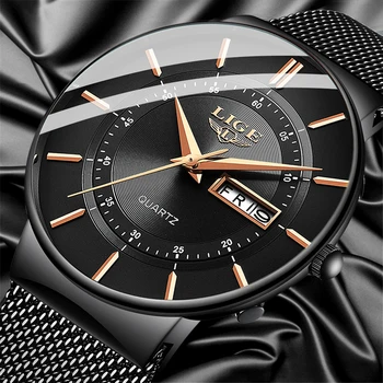 

Mens Watches LIGE Top Brand Luxury Waterproof Ultra Thin Date Clock Male Steel Strap Casual Quartz Watch Men Sports Wrist Watch