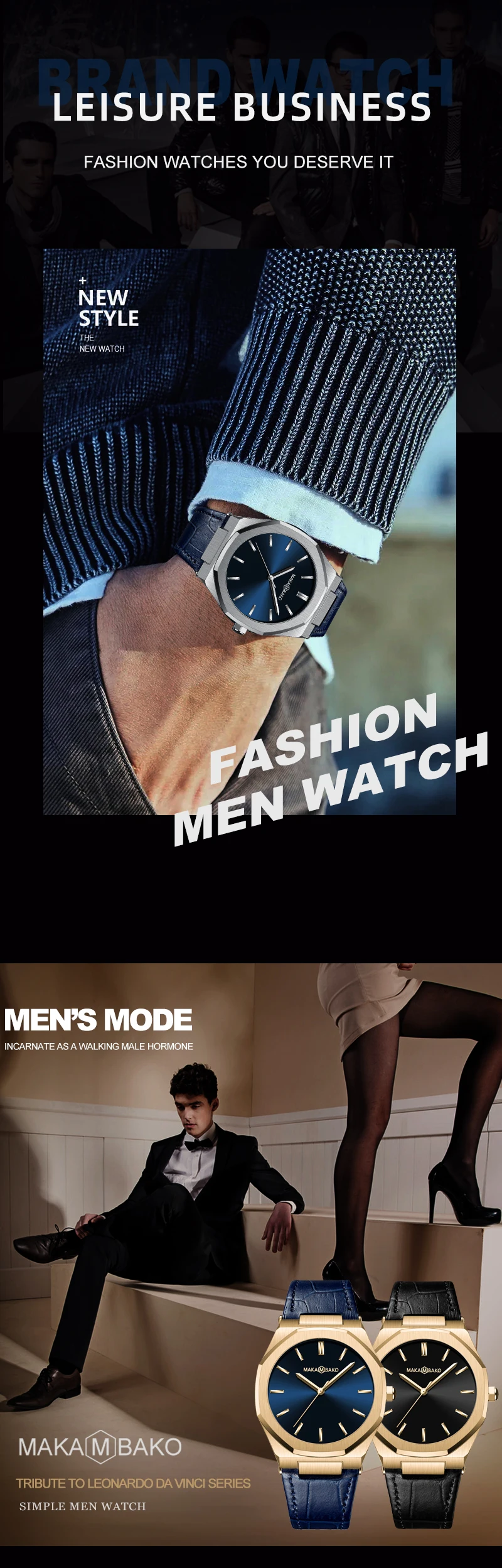 2021 New Luxury Genuine Leather Band Business Men's Quartz Watches Waterproof Creative All Black Dial Brand Male's Wristwatch