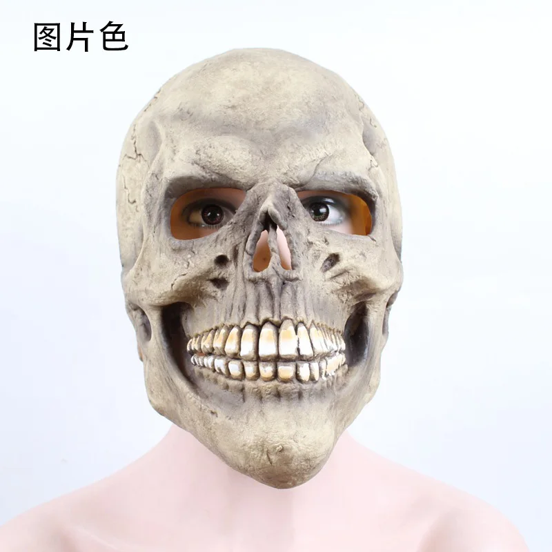 full face Yomdid страшный череп маска полный голова реалистичный латекс маска для Хэллоуина, ужасы вечерние Скелет Косплей Костюм для детей взрослый шлем - Цвет: full face