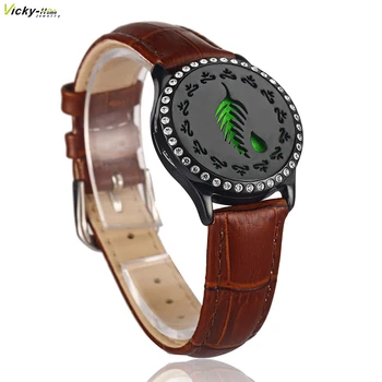 

Dark Brown Genuine Leather Aroma Crystals Locket Stainless Steel Man Woman Bangle Essential Oils Aromatherapy Locket Bracelet