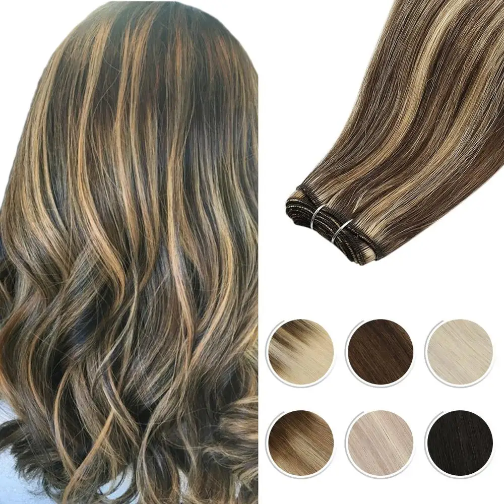 Moresoo Hair Weft Human Hair Extensions Brazilian Machine Remy Natural Straight Weaving 100g Per Sew in Human Hair Bundles