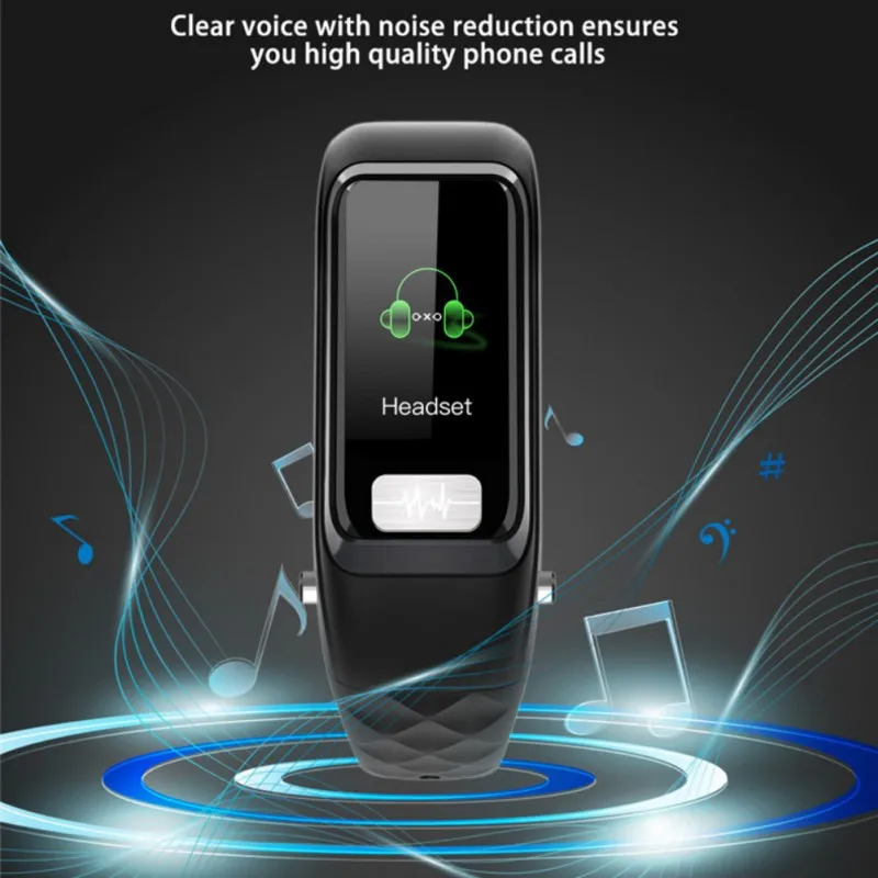 Спортивный браслет Bluetooth наушники фитнес-трек Монитор Сердечного Ритма Смарт-браслет 2 в 1