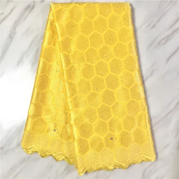 

Yellow african Bazin riche fabric tissu africain cotton embroidered Bazin riche with stones african lace fabric FP109