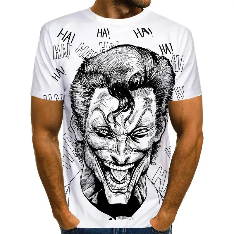 Summer 2020 white all-match 3D printed T-shirt men's clown casual and women's T-shirts Fun interesting T-shi | Мужская одежда