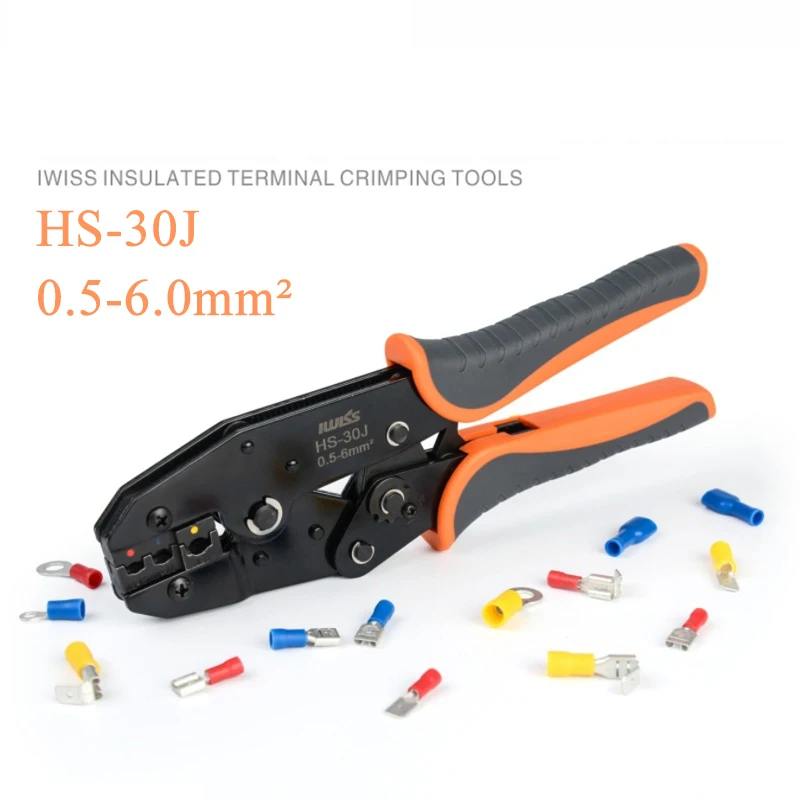 

HS-30J 0.5-6mmІ crimp cable wire cutter pliers IWISS crimper stripper tool crimping plier HS-30J multi hands tool