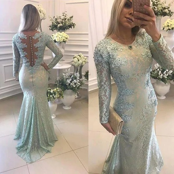 Kant Moeder van de Bruid Jurken 2019 Lange Mouwen Kralen Mermaid Avondjurk Vintage Bruiloft Gast vestido de madrinha Kant Moeder van de Bruid Jurken 2019 Lange Mouwen Kralen Mermaid Avondjurk Vintage Bruiloft Gast vestido de madrinha