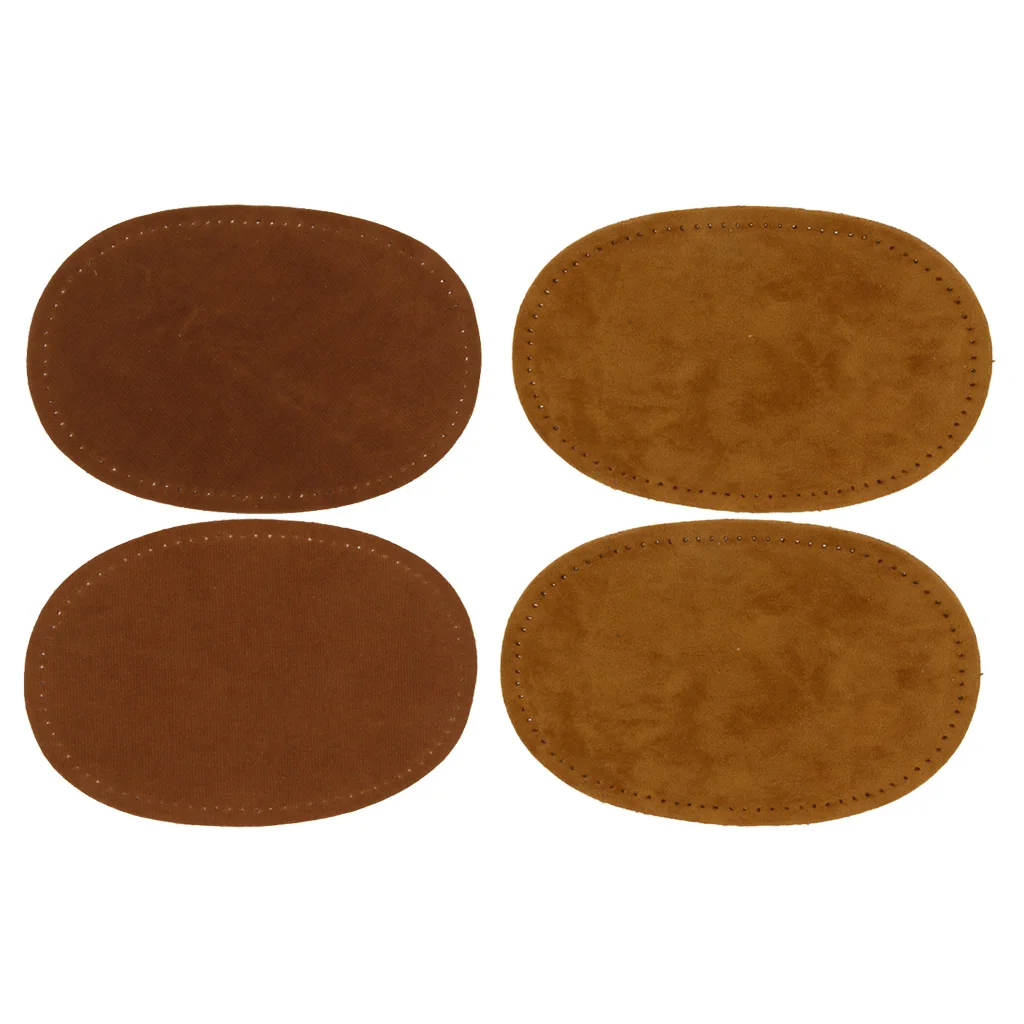 2 Pairs Suede Fabric Sew-On Repair Patches Applique Elbow Knee Patches Jeans Patches Brown/Camel