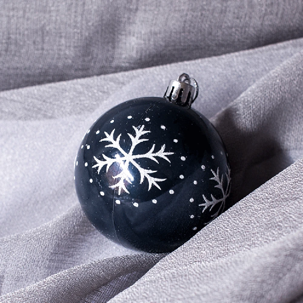 6pcs Plastic Multi-Colors Transparent Xmas Snowball Christmas Tree Ornaments Hanging Pendants Craft New Year Xmas Painted Decors