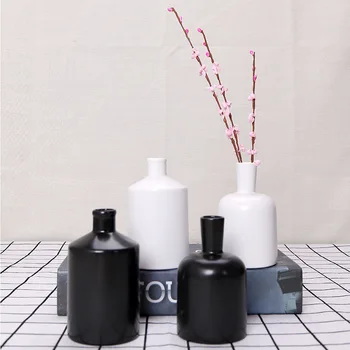 

Ceramic Vase Small Fresh and Simple Modern Home Living Room Table Table Flowers Water Culture Plug Flower Flower Black White