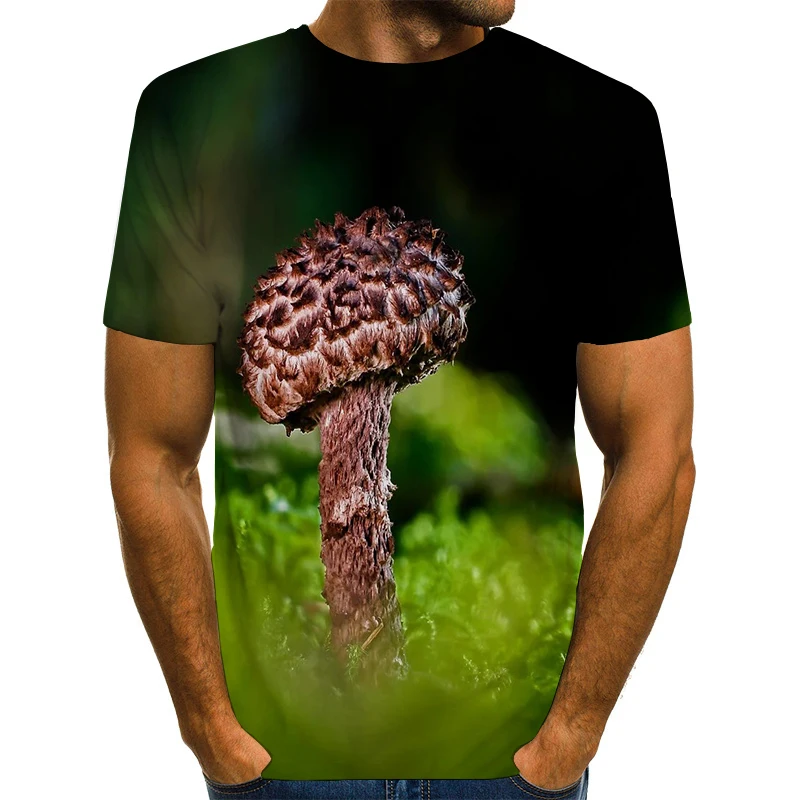 

UNEY Mushroom T Shirts For Men US Size Sunlight Shirt Natural Short Sleeve Men/Woman Tees Boy Water drop Round neck Tops