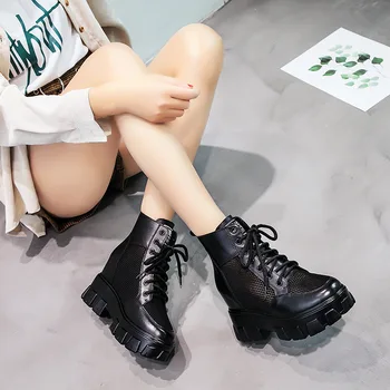 

2020 spring and summer leather muffin casual women sandals super high slope with Roman fish mouth hollow women's sandals BC-34