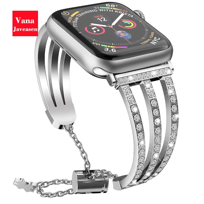 

Vana Javeasen Diamond Women Watch Band For Apple Watch Series 4/3/2/1 Stainless Steel Watch Strap For iwatch 38mm/40mm/42mm/44mm