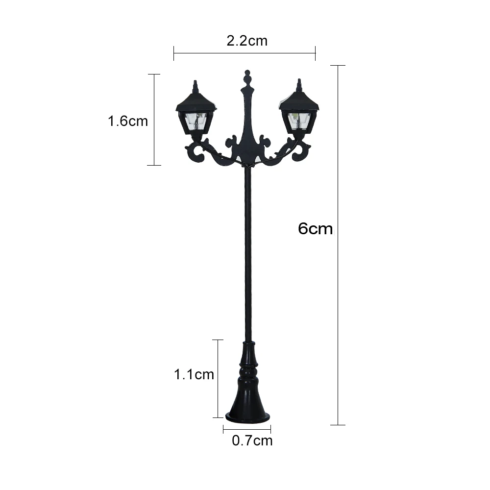 12V Led Railway Train Lamppost Model For Park Garden Scenery Lanterns Model Light Double-head Sand Table Scene Layout 3pcs/lot 3