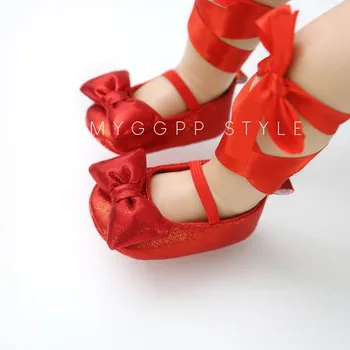 

PU Baby Mary Jane Flats Shoes Infant Girl First Walkers Velvet Bowknot Soft Rubber Sole Newborn Bebe Prewalkers Shine Crib Shoes