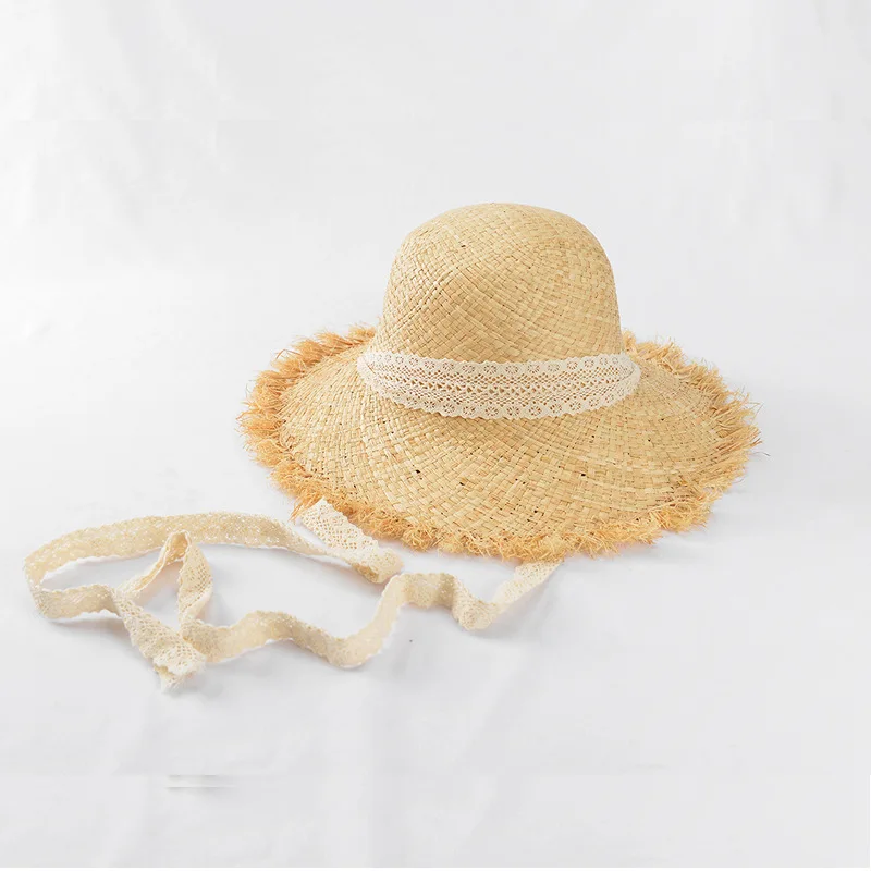 

Raffia Hand Knitted Beach Hat Women's Summer Seaside Trend Topee Sun Straw Hat