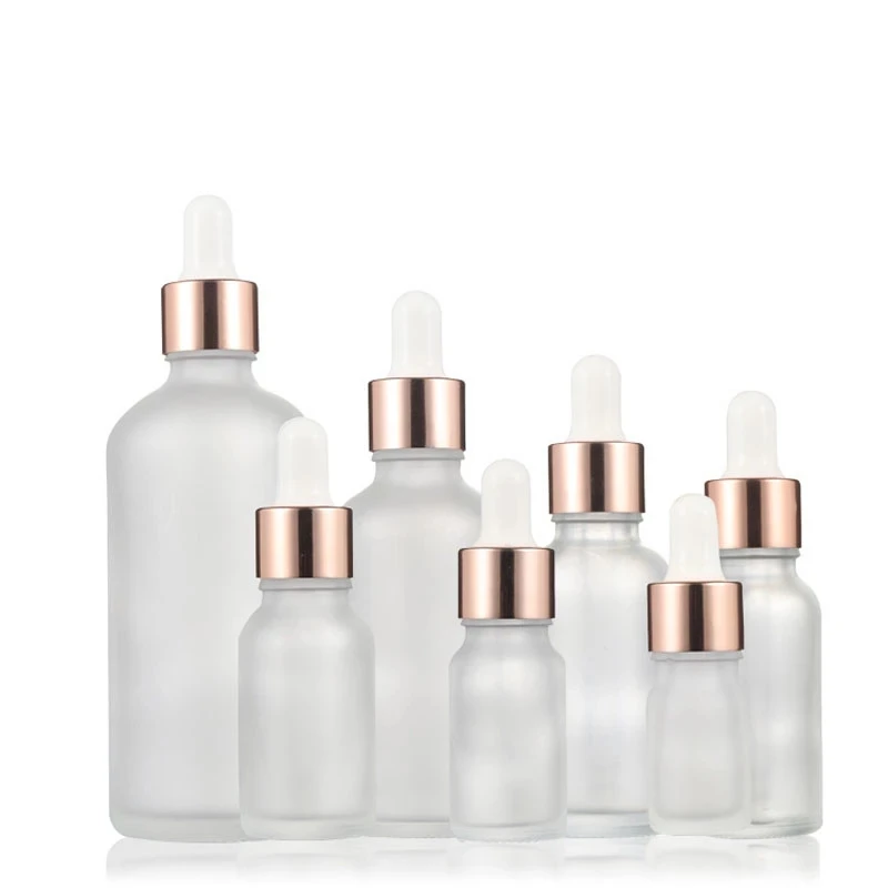 

5ml-100ml Rose-Golden Refillable Dropper Bottle Frosted essential oil Glass Aromatherapy Liquid Drop for massage Pipette Bottles