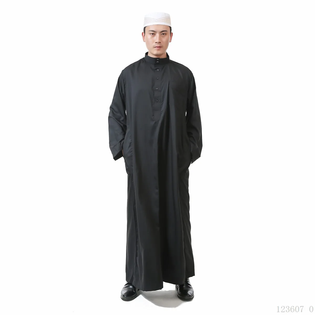 Белый исламский, Арабский Дизайн мужской одежды jubba tobe Daffah мужские мусульманские традиционные костюмы элегантное женское вечернее платье Турецкий кафтан - Цвет: Black