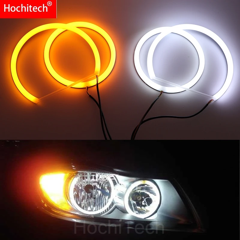 BMW 3 시리즈 E90 05 '-08 할로겐 헤드라이트 화이트 & 앰버 듀얼 컬러 코튼 LED 엔젤 아이즈 키트 헤일로 링 DRL 턴 시그널 라이트, 비엠더블유 3 시리즈 E90 05'-08 에 적합 