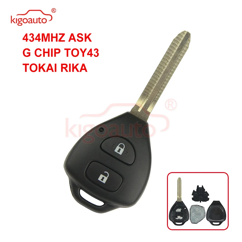 

Kigoauto TOKAI RIKA Remote key 2 button TOY43 434Mhz for Toyota HILUX+434mhz+G chip