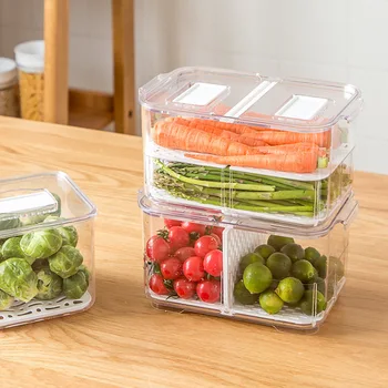 

Refrigerator Food Storage Containers with Lids Kitchen Storage Seal Tank Plastic Separate Vegetable Fruit Fresh Box Big Ml