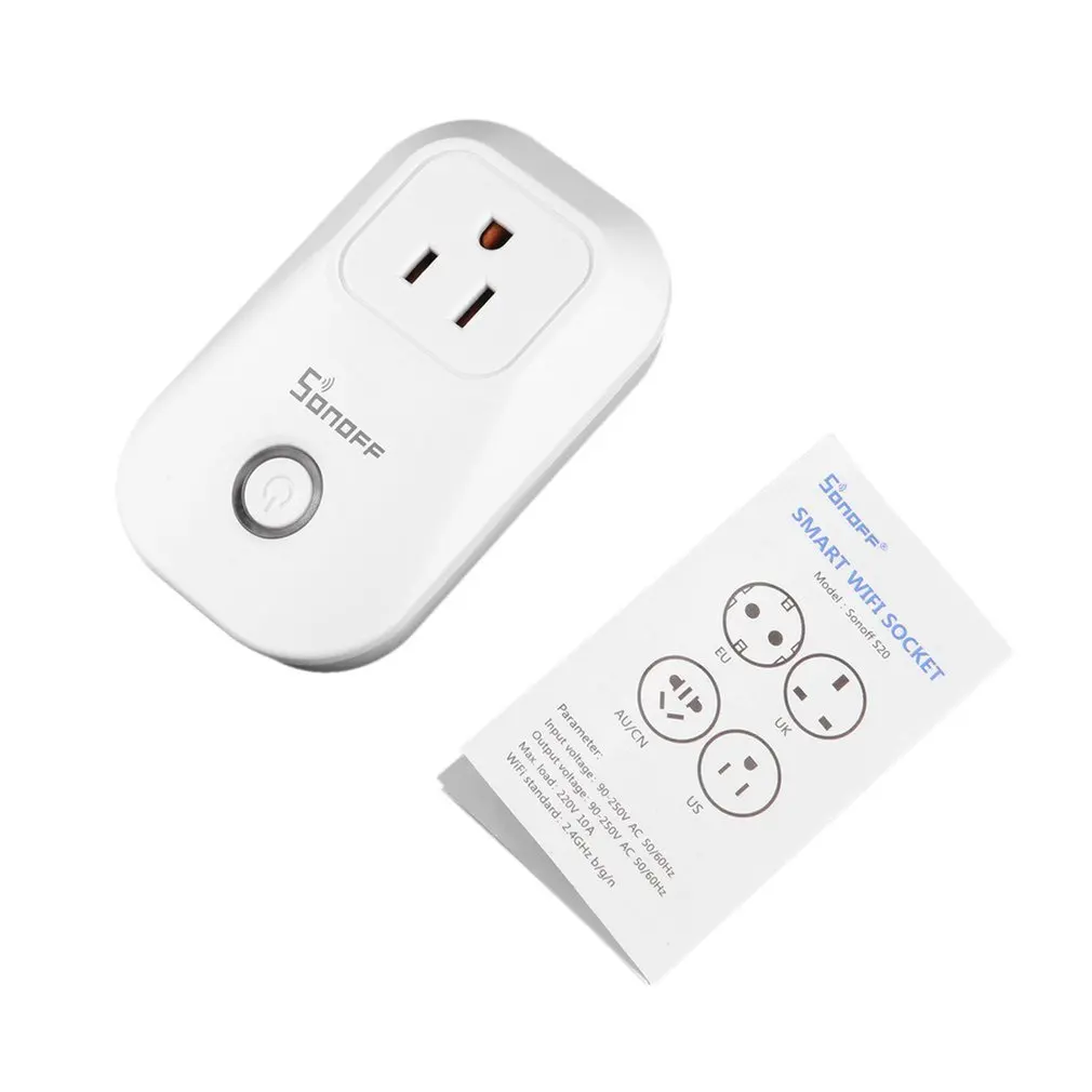 

Sonoff S20 EU/US/UK Wireless WiFi Timer Socket 10A 2200w Remote Power Supply Plug IOS Android Phone Remote Control Smart Home