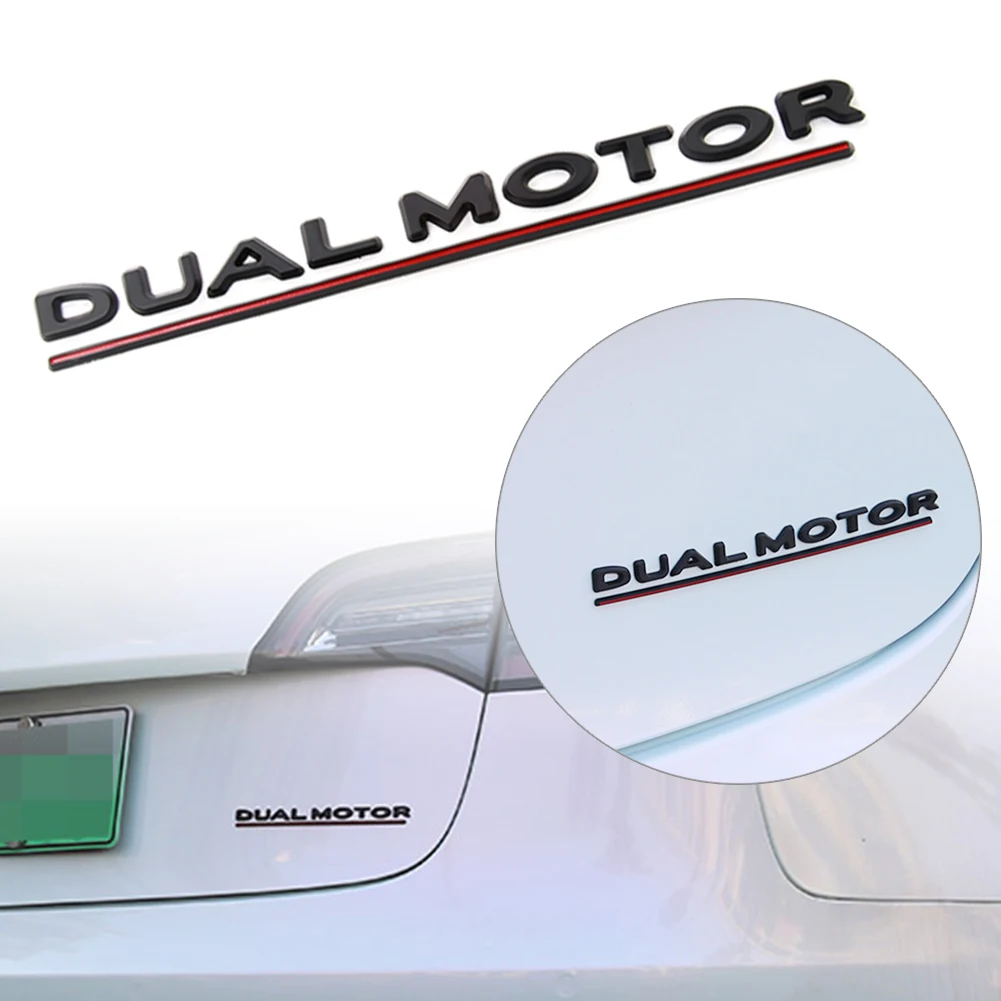 Dual Motor Sticker 3D Car Rear Trunk Emblem Badge Decals fit Tesla Model 3 Accessories Black-Red Dual Motor Sticker 3D Car Rear Trunk Emblem Badge Decals fit Tesla Model 3 Accessories Black-Red