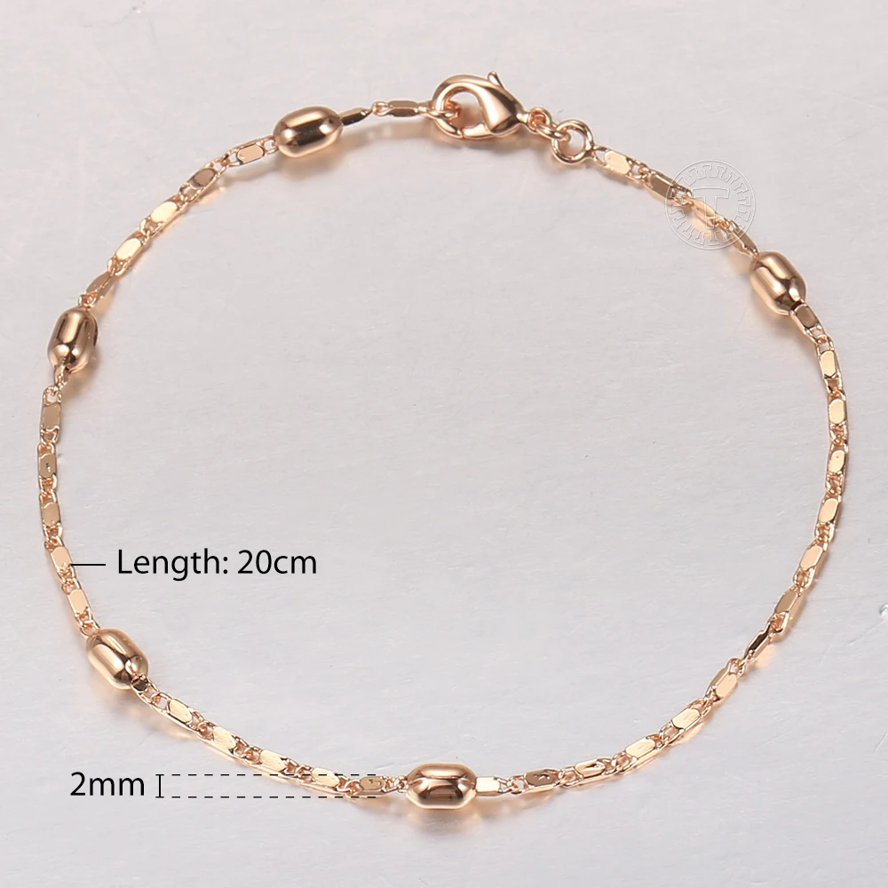 Jewelry Set 2mm 585 Rose Gold Color For Women Girls Beaded Bracelets Necklaces Set Bead Chain Wedding Jewelry Gift jewelry sets,jewelry set