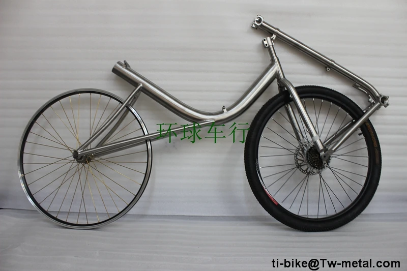 Discount China made titanium recumbent bike frame and fork, custom titanium recumbent bicycle fork frames, cheap titanium recumbent frame 1