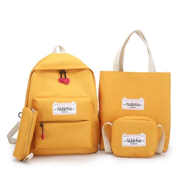 

4 Piece Set High School Bags For Teenage Girls 2020 Canvas Travel Backpack Women Bookbags Teen Student Schoolbag Bolsas Escolar