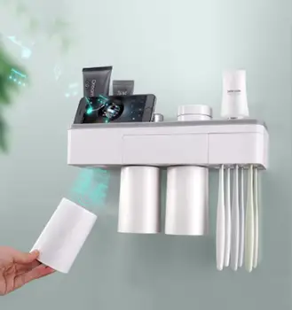 

30 Toothbrush Holder Automatic Toothpaste Dispenser Extruder Magnetic Suction Toothbrush Cup For Bathroom Storage Shelf