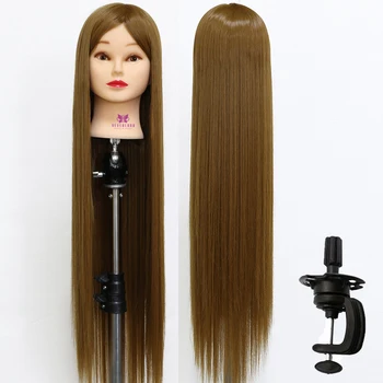 

30'' 76cm Matt Long Thick Hair Training Head Synthesis Salon Design Practical Mannequin Doll Fashion Hairdressing Training Head
