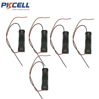 

5Pc PKCELL 1xAAA Battery Holder Case With Wire Leads 1.5V AAA Battery Clip Black Plastic