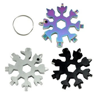 

5pcs-Multi-function key chain snowflake wrench shape hexagonal snowflake wrench multi-purpose gadget key chain