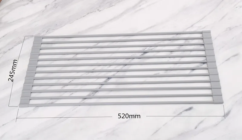 520x245mm Сушилка для посуды кухонная из нержавеющей стали держатель для слива над раковиной подходит для чаши тарелка Сушилка для овощей фруктов коврик лоток - Цвет: 520x245mm