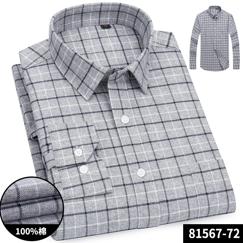 Большие Размеры M-5XL хлопок фланелевая рубашка мужские платья мужские рубашки с длинным рукавом Повседневная облегающая полосатая рубашка клетчатая рубашка уличная - Цвет: 81567-72