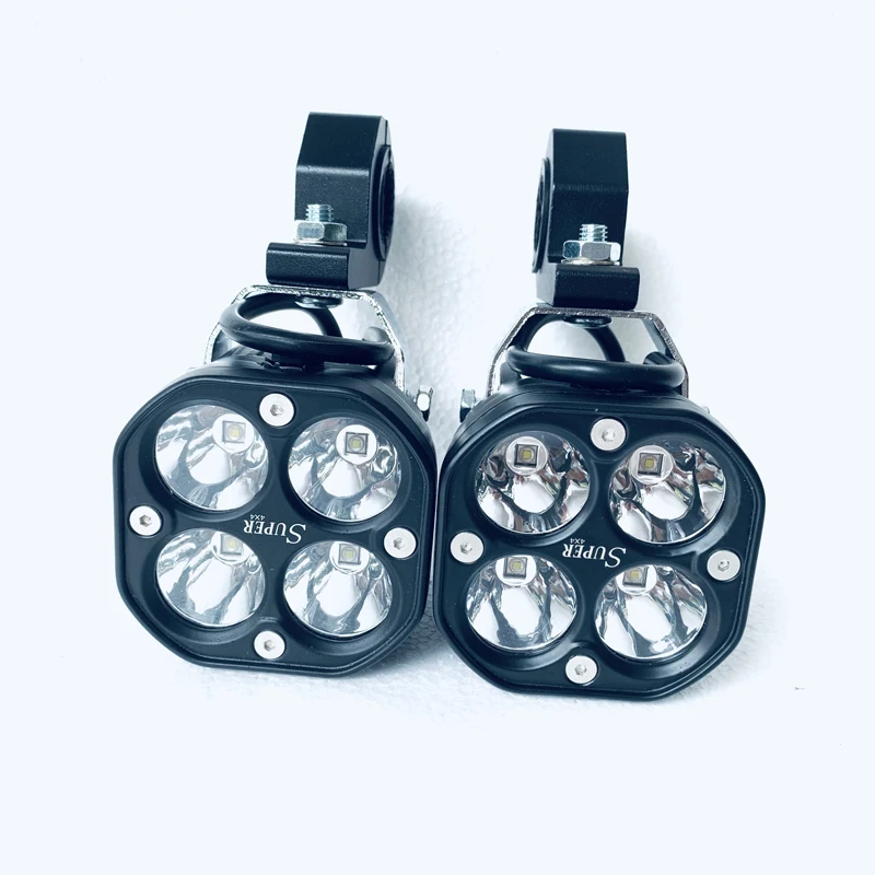 2x 4000lm 6000k motorcycles led aux light headlights waterproof spotlight 4x4 ATV fog light with switch wiring harnesses relay