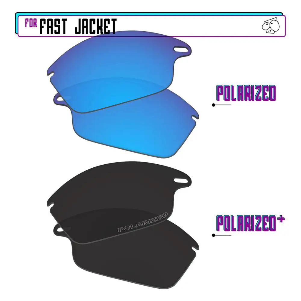 

EZReplace Polarized Replacement Lenses for - Oakley Fast Jacket Sunglasses - Black P Plus-Blue P