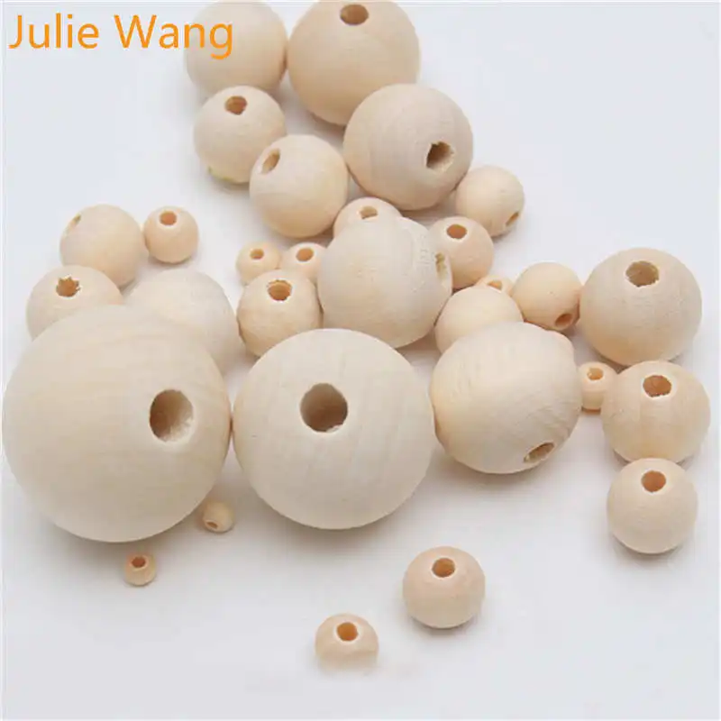 Бусины из необработанного дерева Julie Wang 4-16 мм круглые бусины натурального с